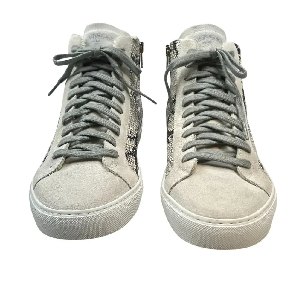 P448 Hightop Leather Sneaker Size 41 Italy Trainer Silver Python Snakeskin Print